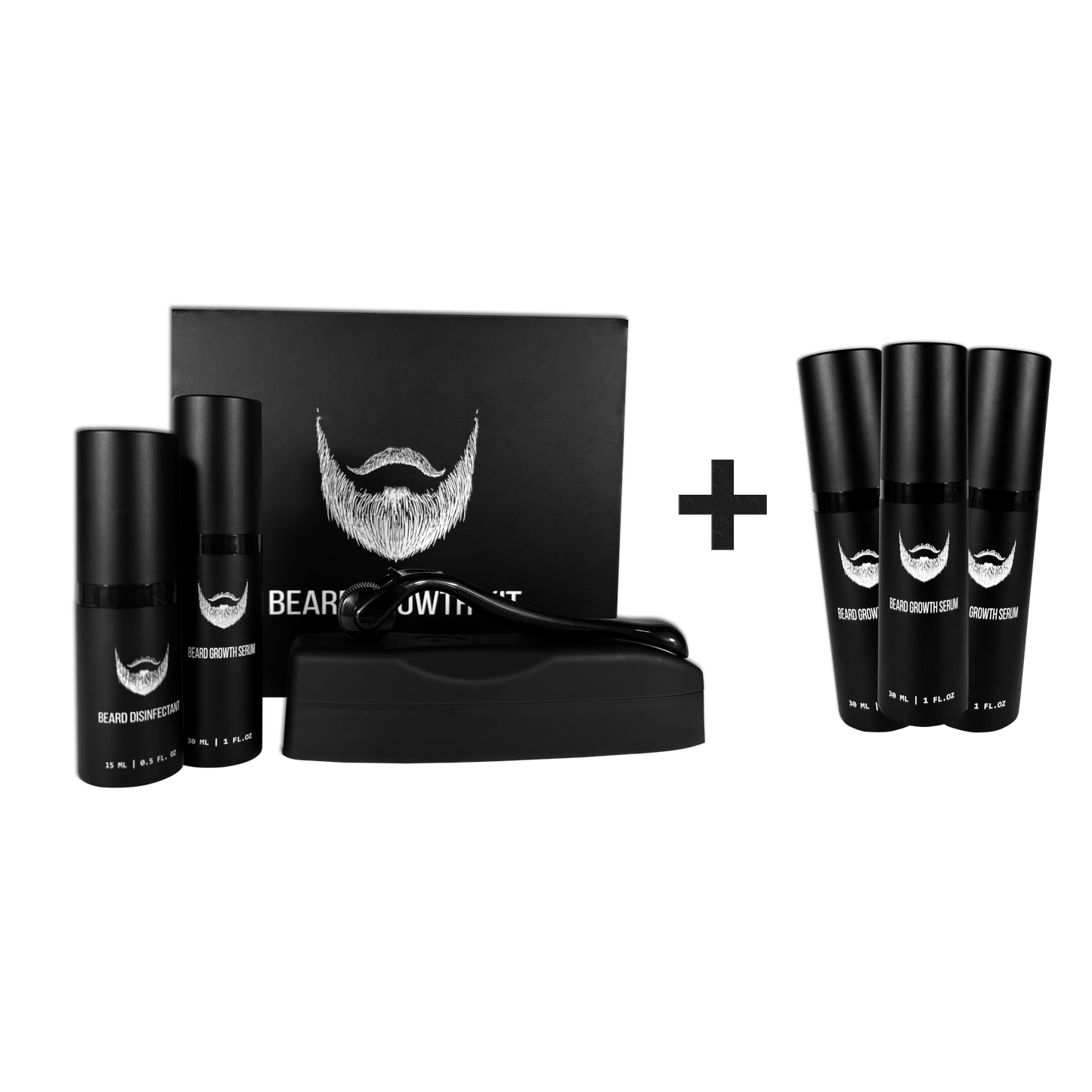 beard growth kit with the beard derma roller and stimulator oil serum